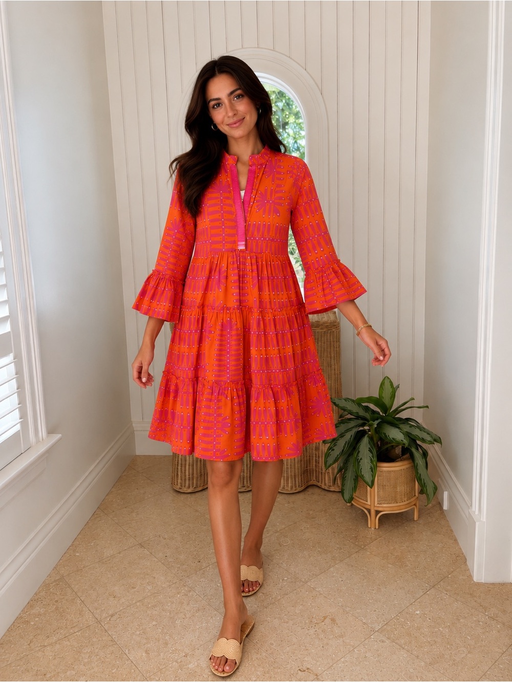 Sheridan French CATY Dress in Magenta Botanical